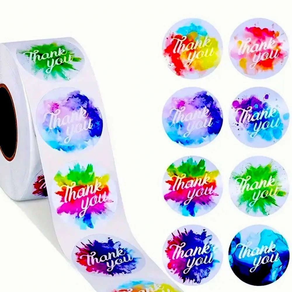 🆕Exquisite Splash Multi-Color “Thank You” Stickers- 100 stickers